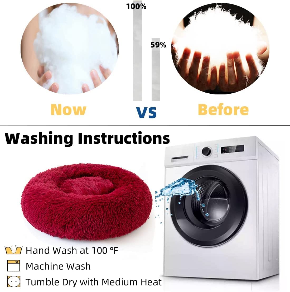 CatBed Round Red washable cover is easy to clean and maintain