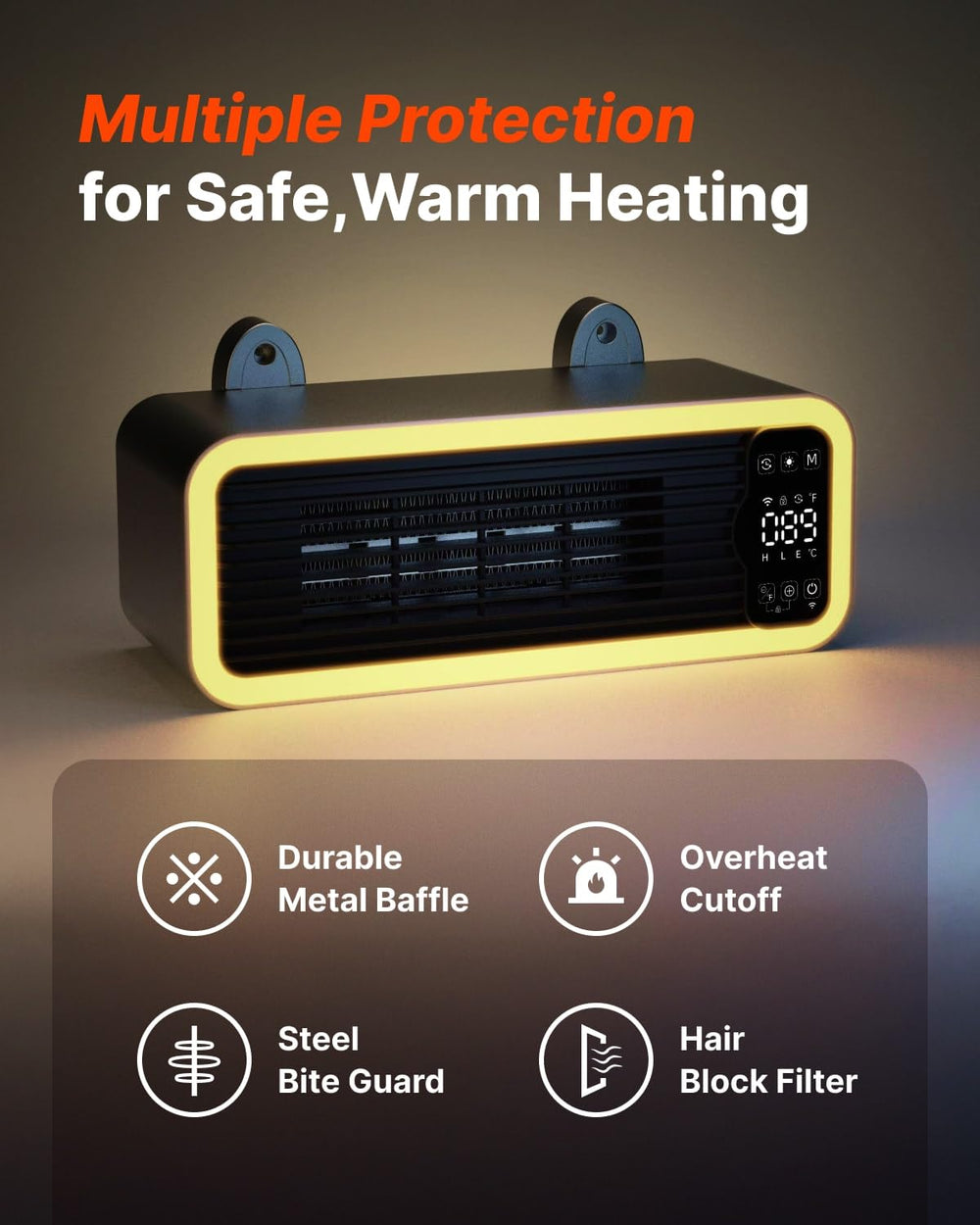 CATBOAT 1200W heater anti-chew cord and safety features in action.