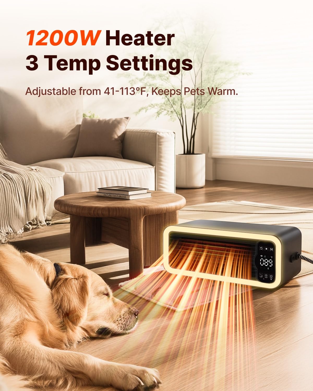 CATBOAT 1200W heater remote control view showing app-based operation and convenience.