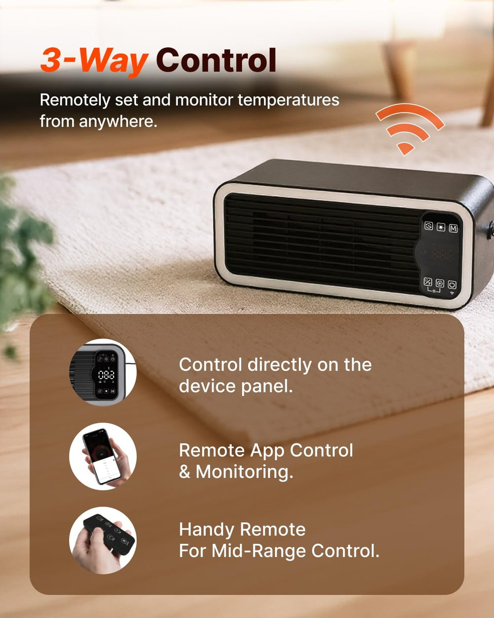 CATBOAT 1200W heater wall-mount installation demonstrates flexible mounting options.