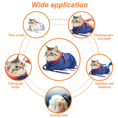 Catcan adjustable drawstrings secure the cat and enable safe trimming