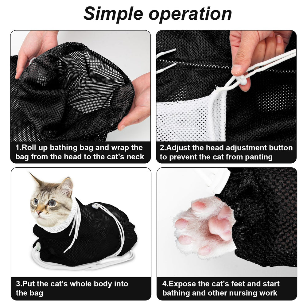 Catcan Cat Bathing Bag fit-cat-size fits most cats for easy care.