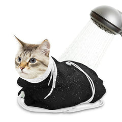 Catcan Cat Bathing Bag in bath calms anxious cats during bath time.
