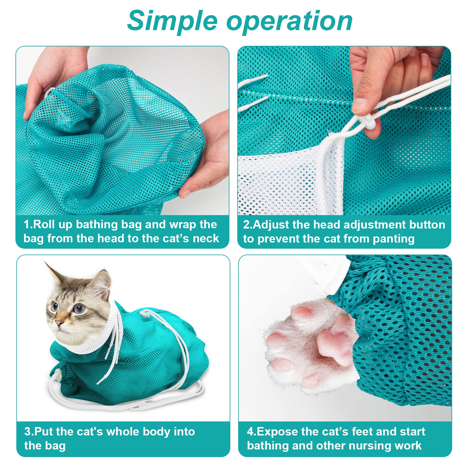 Catcan Cat Bathing Bag soft mesh material offers breathable comfort