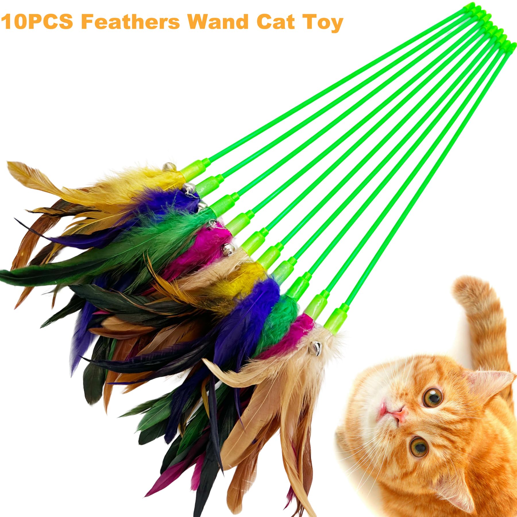 CATENEED feather wand toy – plastic handle offers safe grip for playful sessions.