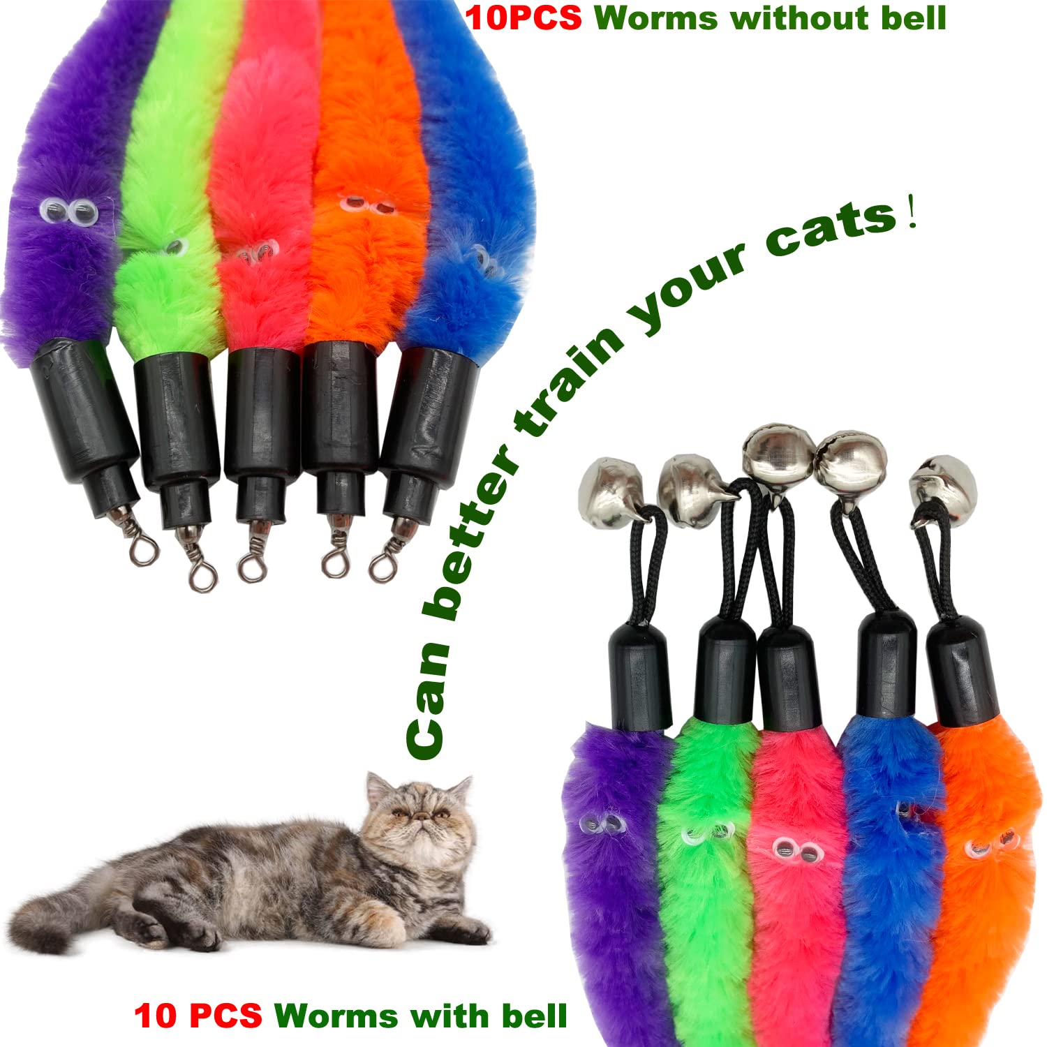 CATENESS Cat Worm Refills closeup of worm shows texture for curious cats.
