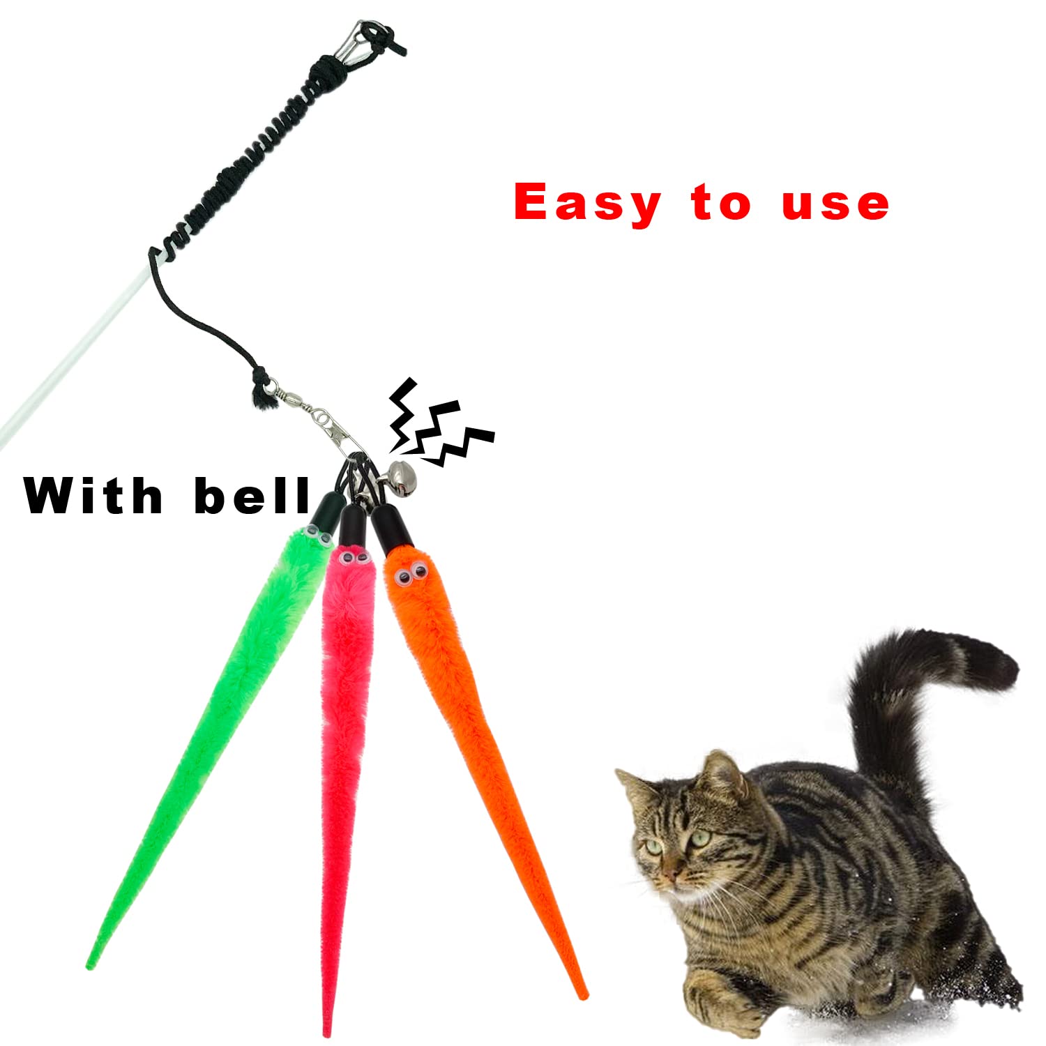 CATENESS worm details highlight texture and bell for instinctual play and stimulation