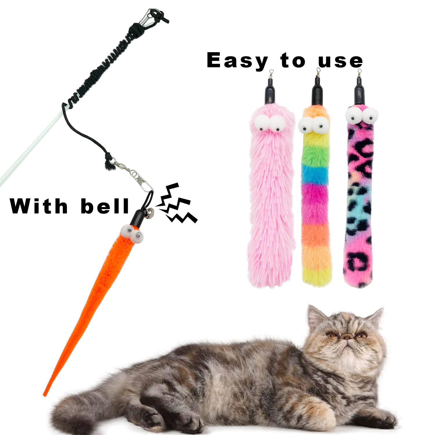 CATENESS wand toy rustling tinkle sound captures attention for active chasing