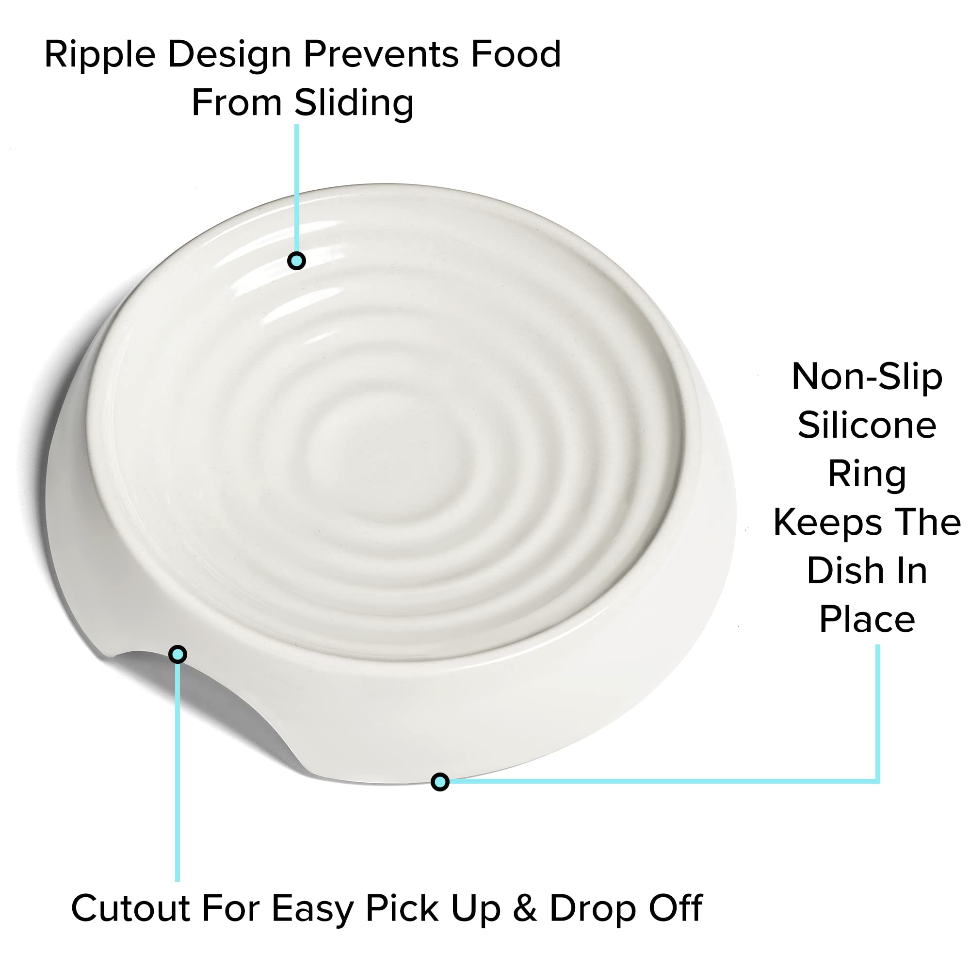CatGuru bowls showing 5-ounce capacity for portion-controlled cat meals.