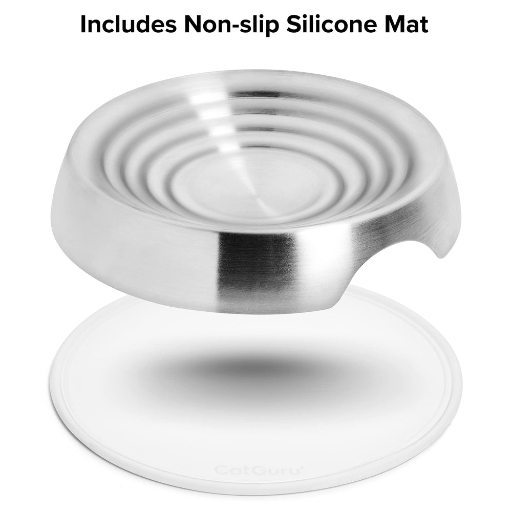 CatGuru bowls capacity 5 ounces suits daily portions for wet or dry food.