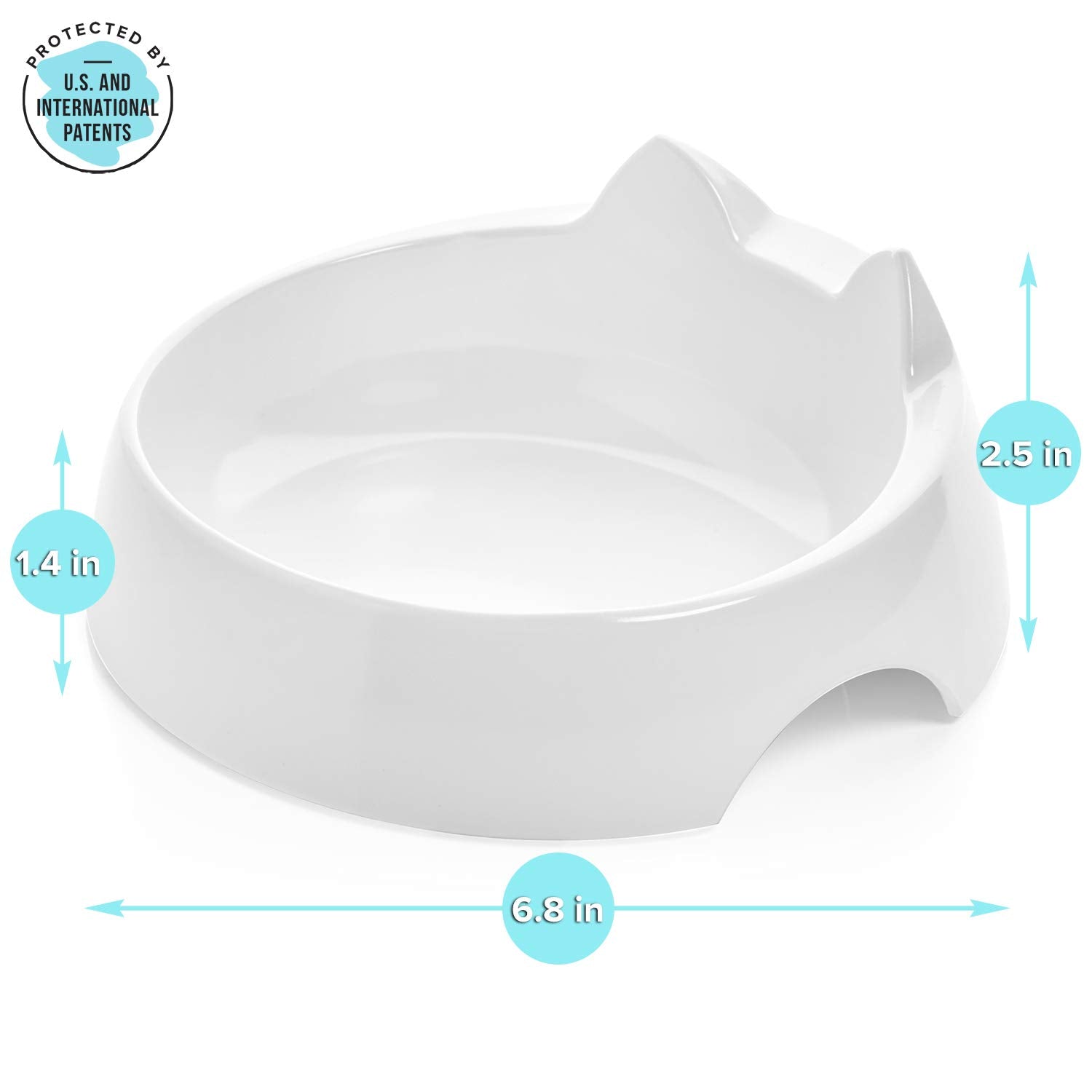 CatGuru raised-back design Marshmallow prevents spills during busy mealtimes