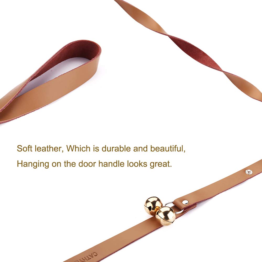 CATHYLIFE leather doorbell on doorknob demonstrates simple potty-training setup