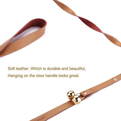 CATHYLIFE leather doorbell on doorknob demonstrates simple potty-training setup