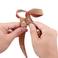 CATHYLIFE leather doorbell length-adjustment closeup enables versatile door fit