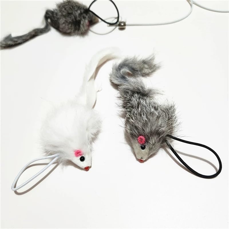 Caticalife Real Rabbit Fur Mouse Toy closeup fur detail invites tactile enrichment