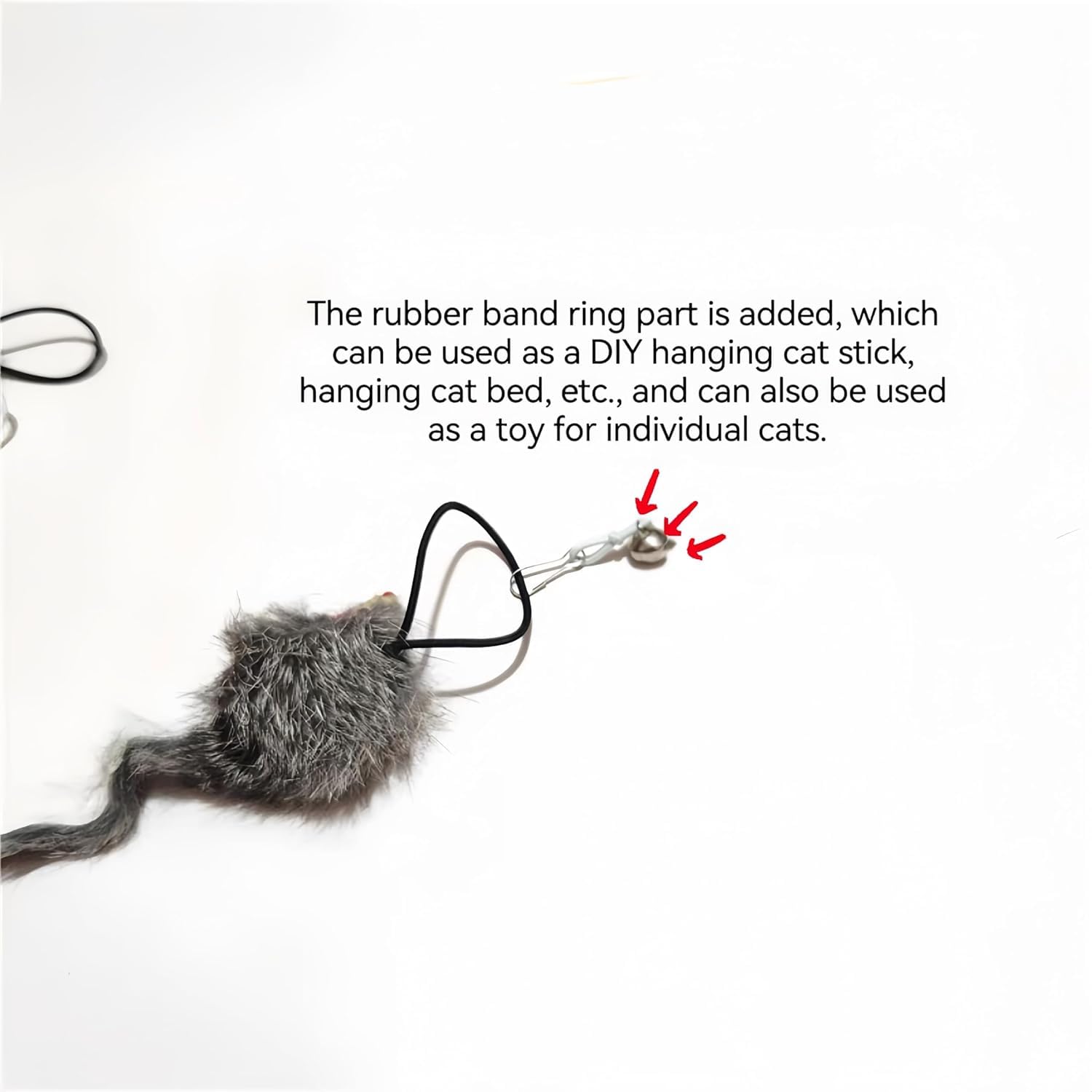 Caticalife Real Rabbit Fur Mouse Toy crinkle sound for prey-like stimulation