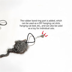 Caticalife Real Rabbit Fur Mouse Toy crinkle sound for prey-like stimulation