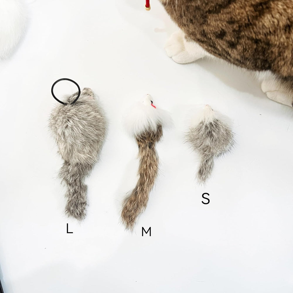 Caticalife Real Rabbit Fur Mouse Toy in action showing chase and fetch