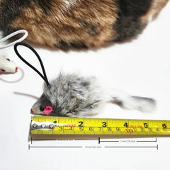 Caticalife Real Rabbit Fur Mouse Toy side view highlights durable tail