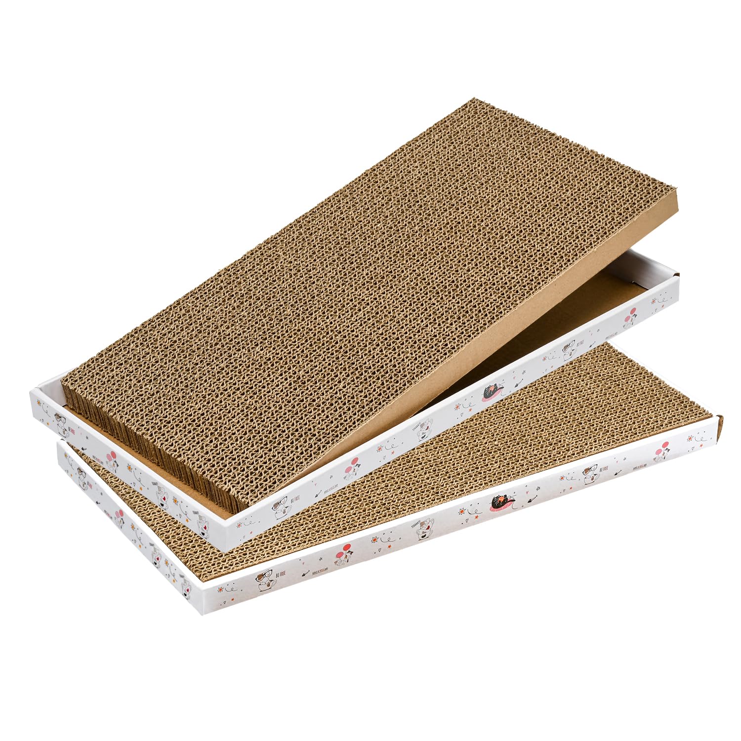 Catinarla cat-scratcher box provides dual-sided surface for furniture protection.