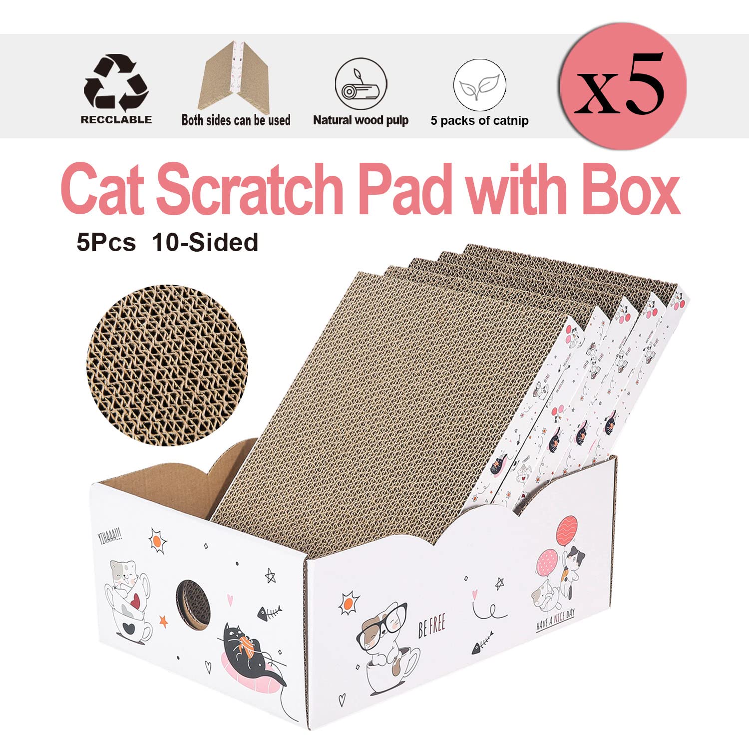 Catinarla catnip included scratch pads attract play and scratching interest.