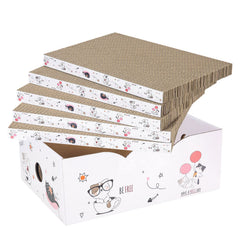 Catinarla five-pack scratch pad box offers durable cardboard for scratching and resting.