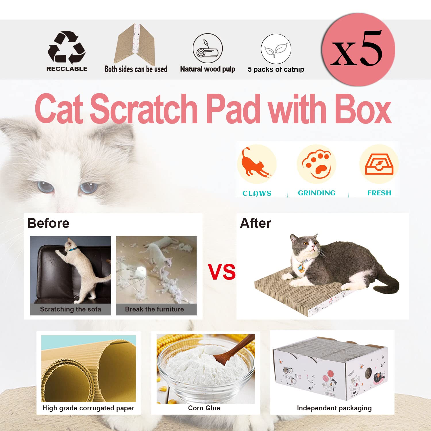 Catinarla high-density corrugated cardboard provides sturdy, satisfying scratch experiences.