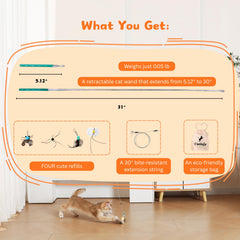 Catisfy Cat Wand Toy includes four feather refills for varied play experiences