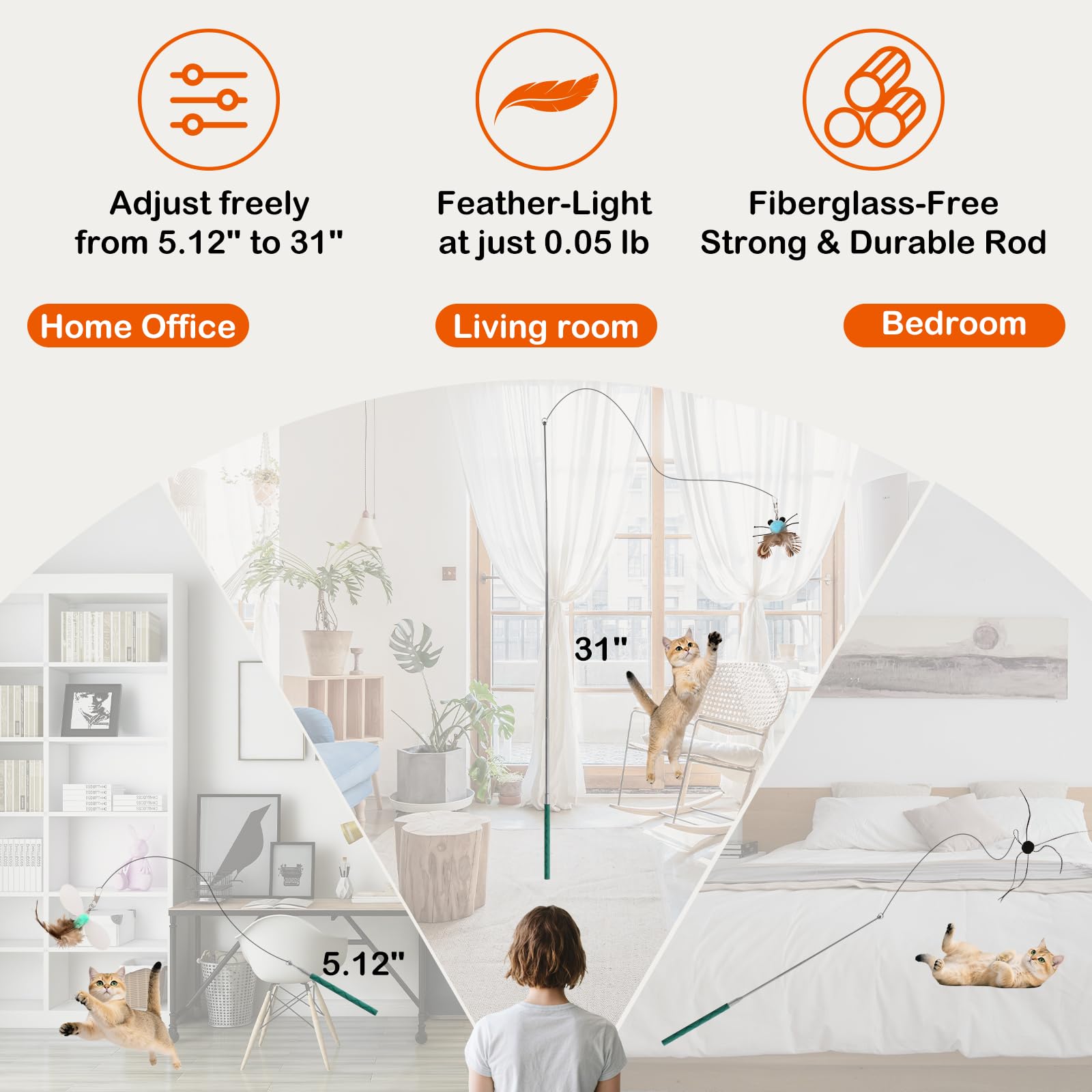 Catisfy Cat Wand Toy in action enabling interactive play across rooms