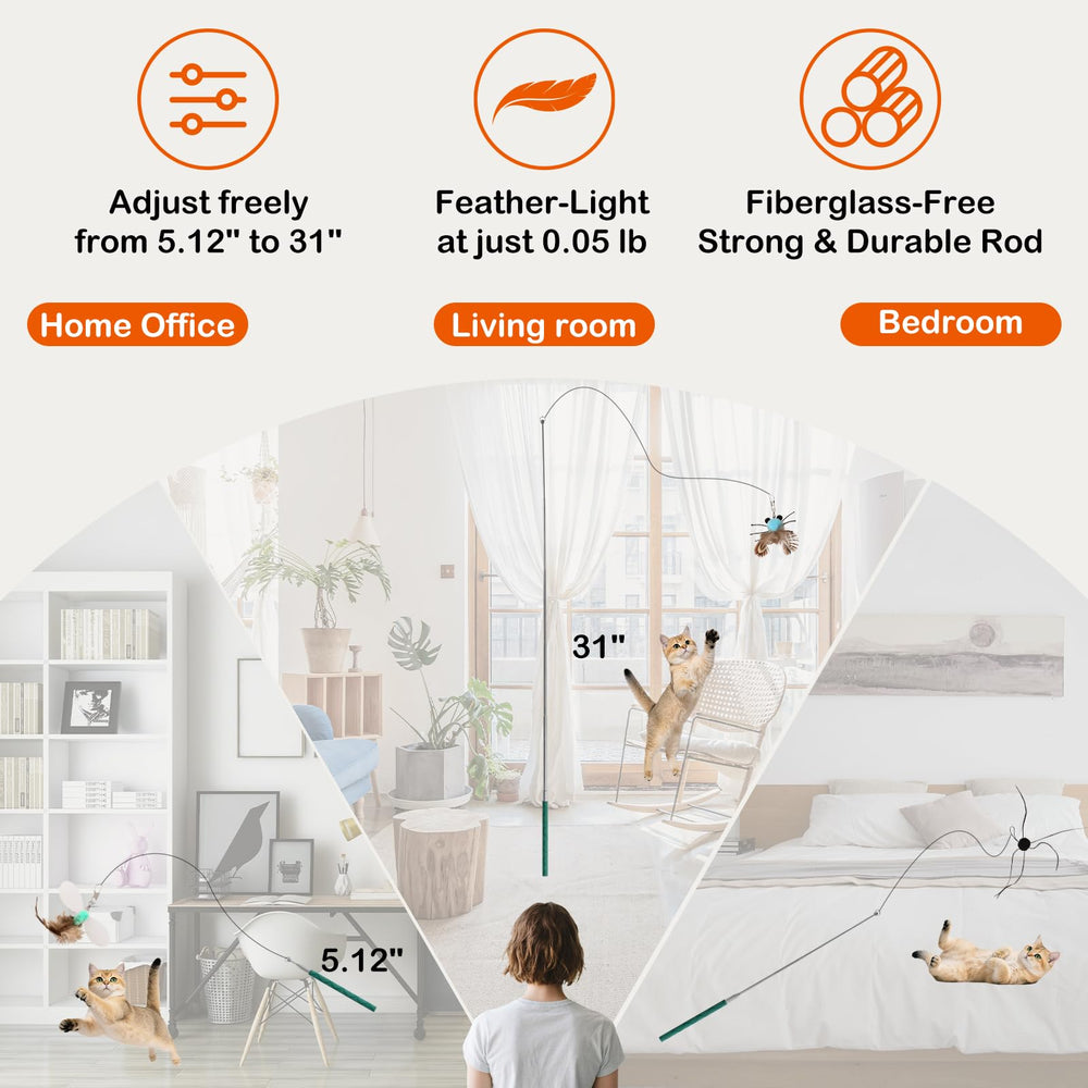 Catisfy Cat Wand Toy in action enabling interactive play across rooms