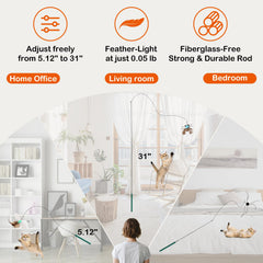 Catisfy Cat Wand Toy in action enabling interactive play across rooms