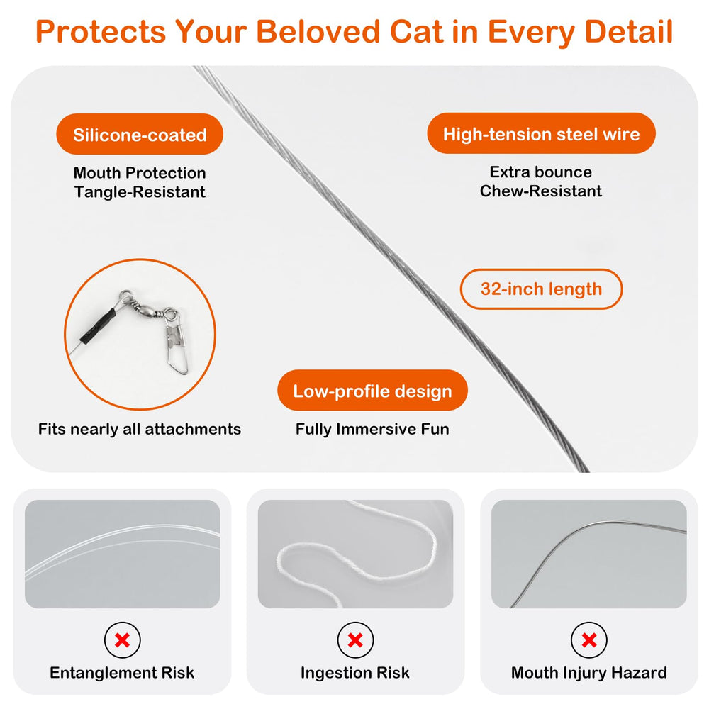 Catisfy Cat Wand Toy features a stainless steel shaft for durability during play