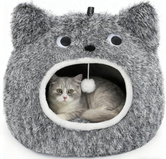 CATISM Cat Bed front view shows the cozy hooded cave for indoor cats.
