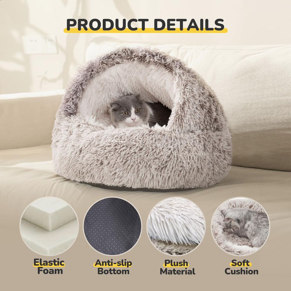 CATISM cat bed hooded front view showcases privacy and security for anxious cats.