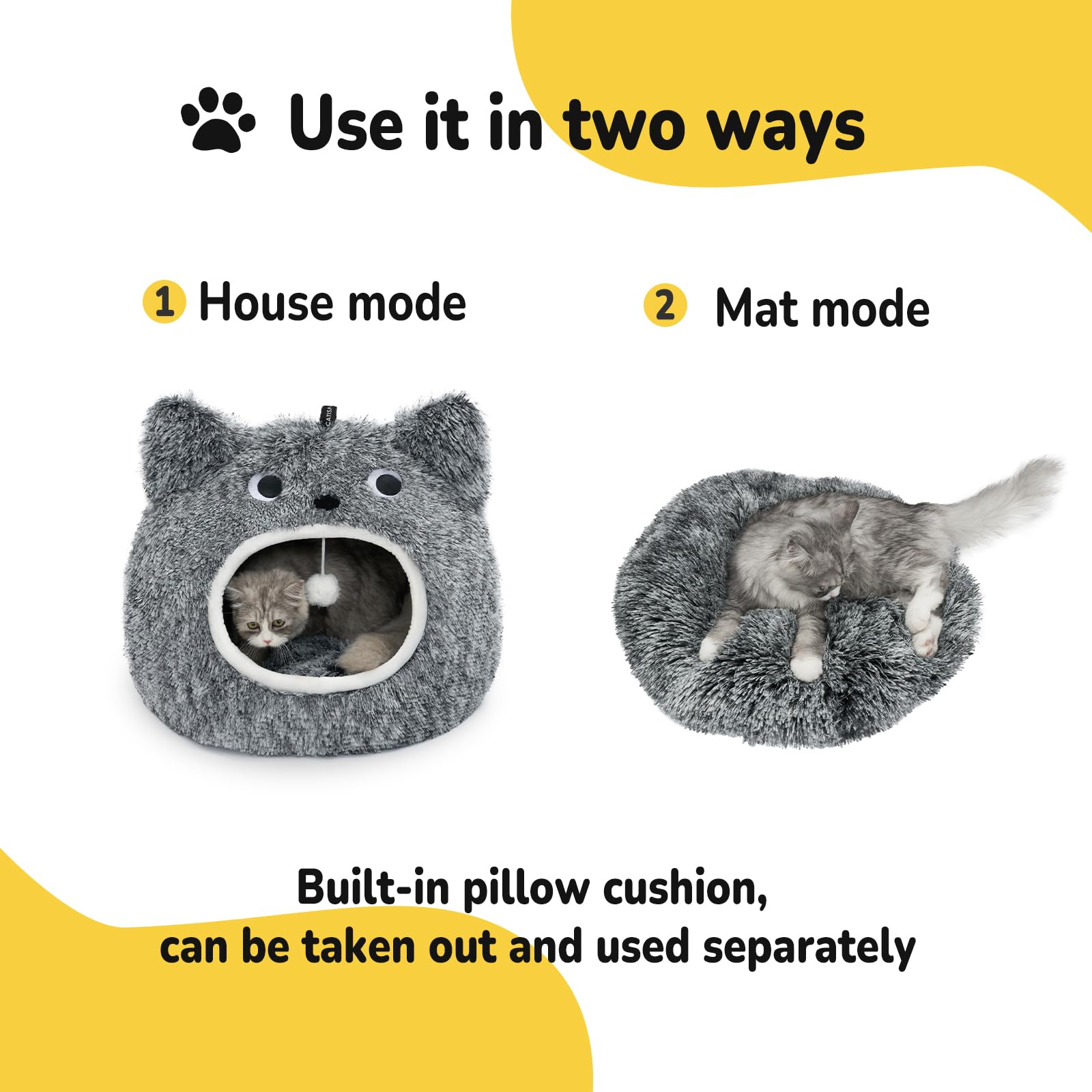 CATISM Cat Bed removable-pillow reveals easy cleaning and seasonal comfort.