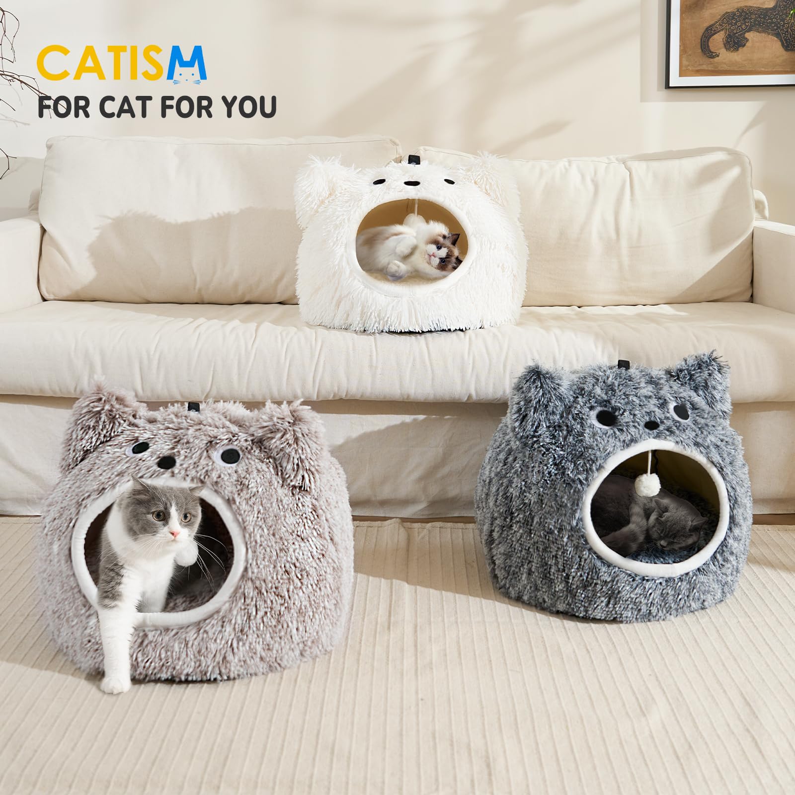 CATISM Cat Bed zippered cushion offers easy removal for year-round comfort.