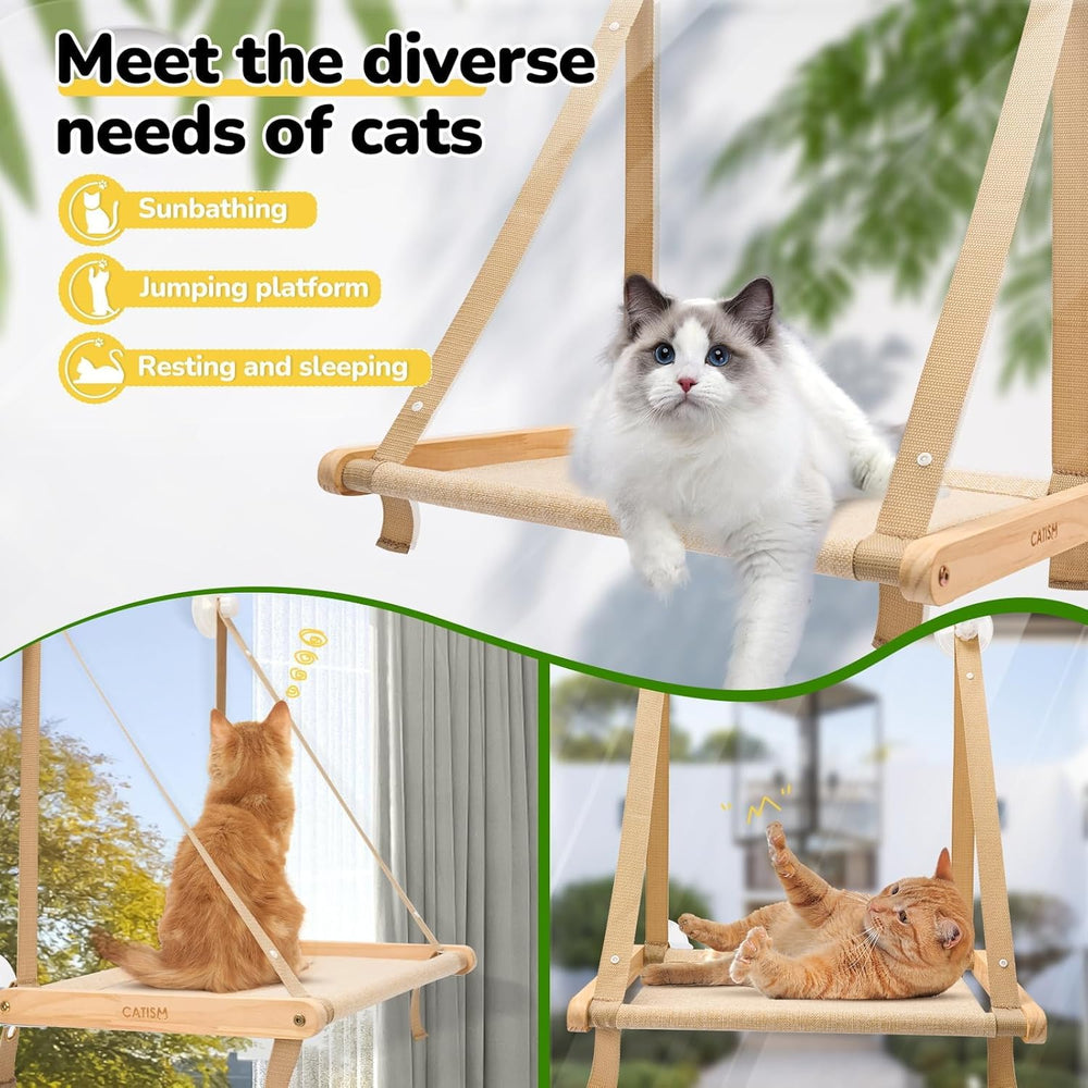 CATISM four suction cups securely attach to windows for multi-cat setups.