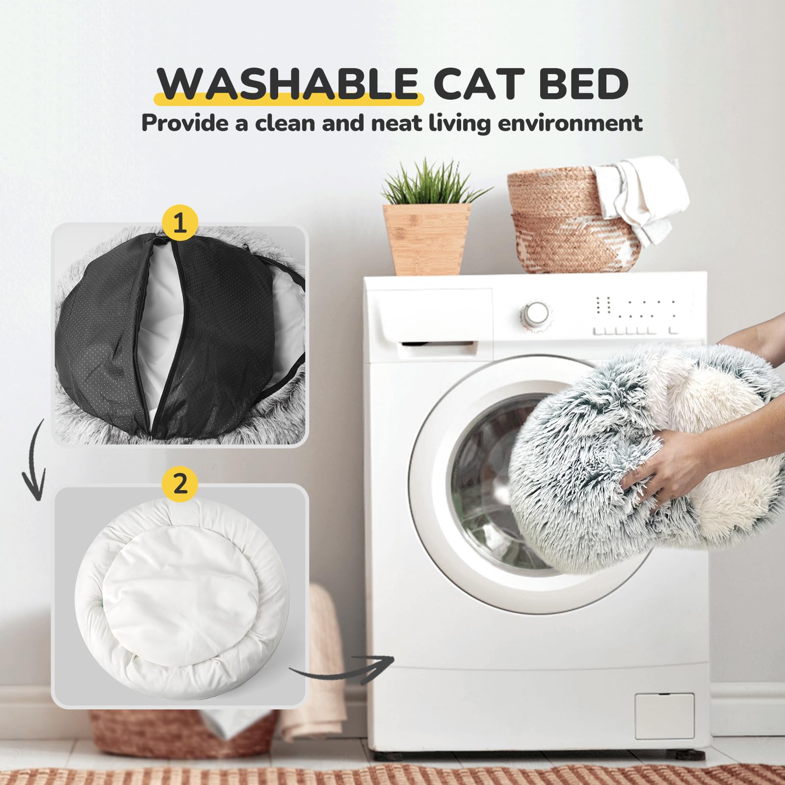 CATISM Cozy Cat Pod removable zipper enables easy cleaning of the cover