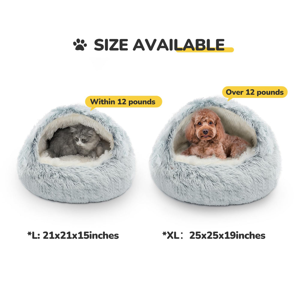 CATISM Cozy Plush Hooded Cat Bed car-compatibility supports travel naps