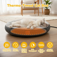 CATISM heated cat bed in soft plush material delivering warm comfort for naps