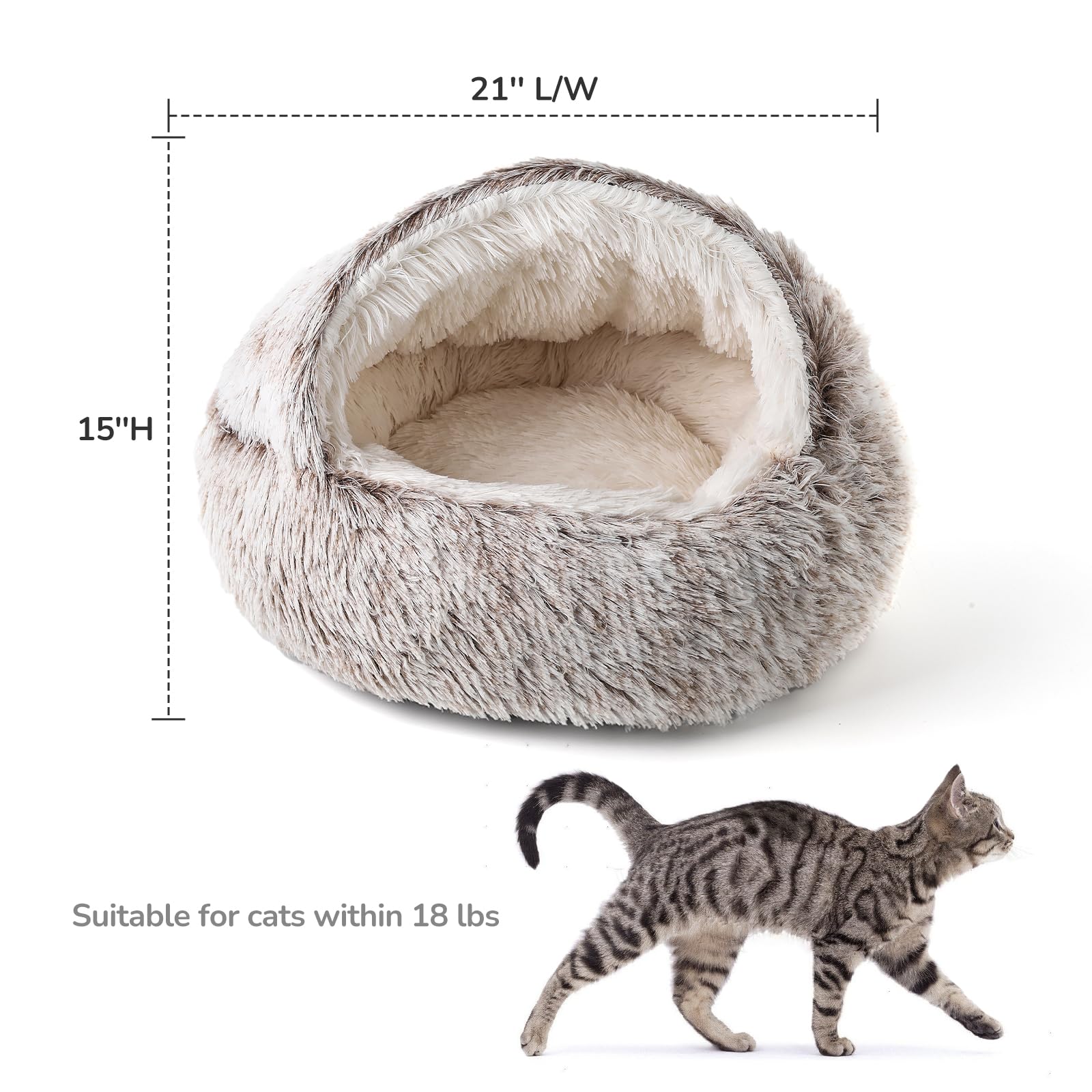 CATISM Plush Hooded Cat Bed in living room blends with decor and offers comfort