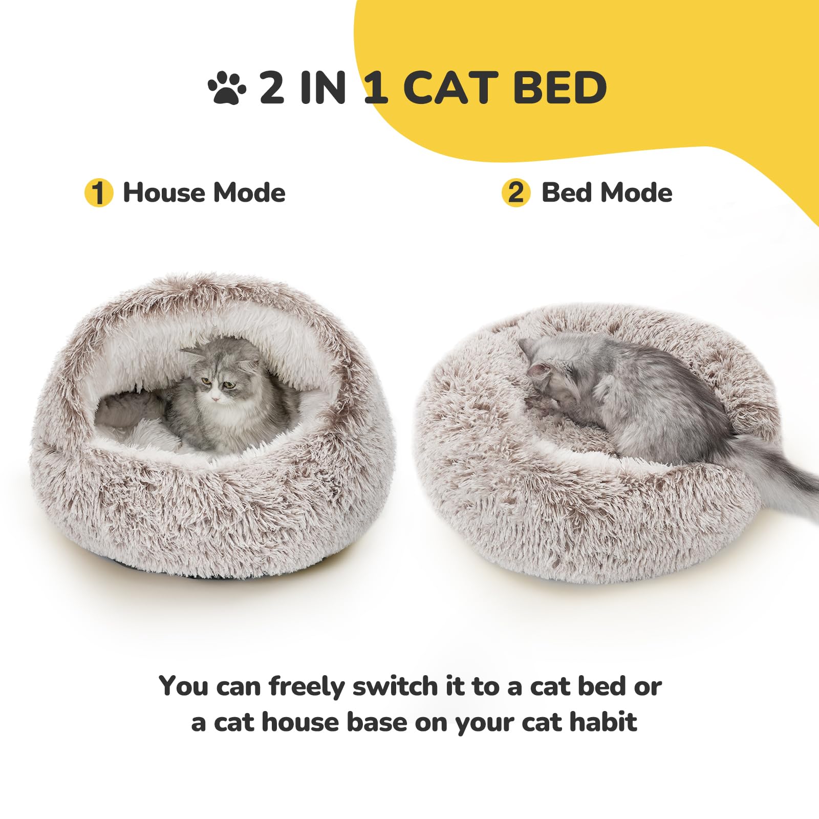 CATISM Plush Hooded Cat Bed inner cave detail for warm, secure napping