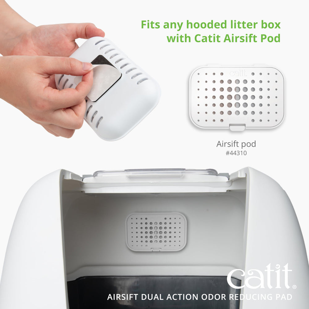 Catit Airsift pad placement near litter box maintaining room freshness