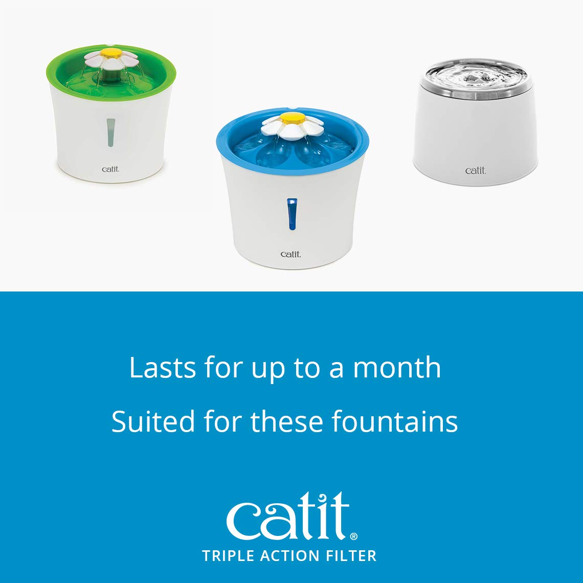 Catit compatible-filter with Senses 2.0 fits various fountains for easy replacement.