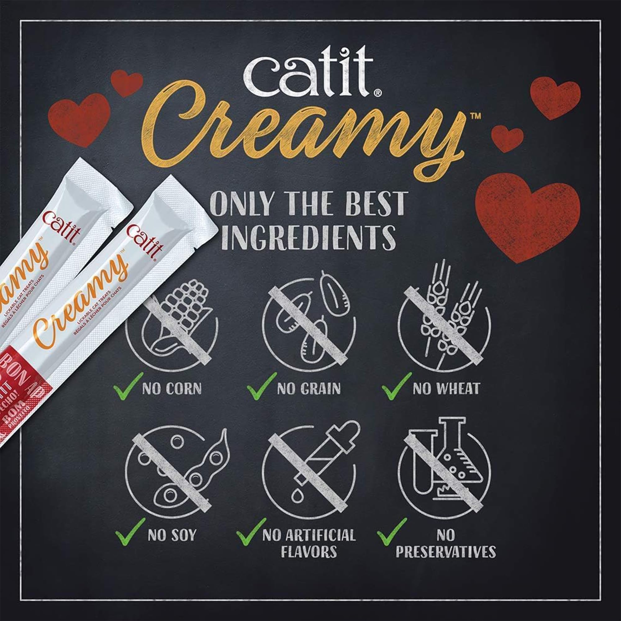 Catit Creamy Lickable Treat 72-pack box on shelf signals value for households.