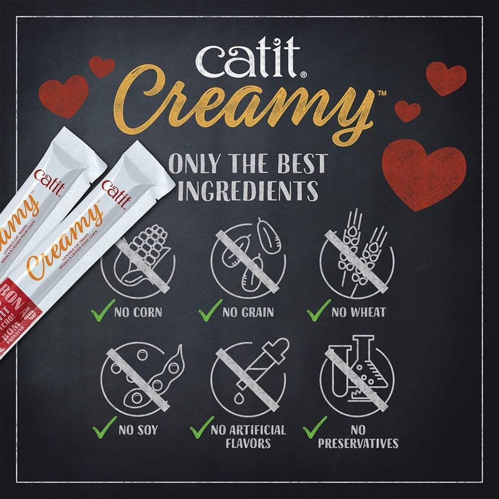 Catit Creamy Lickable Treat 72-pack box on shelf signals value for households.