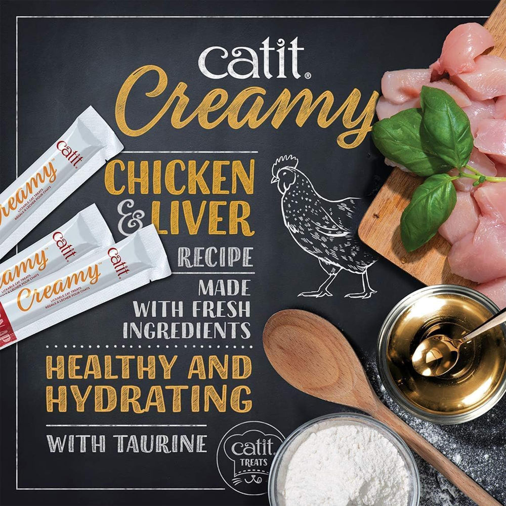 Catit Creamy Lickable Treat varied flavors support fun daily snacking.