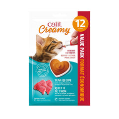 Catit Creamy ingredients label highlights taurine and natural, additive-free formulation.
