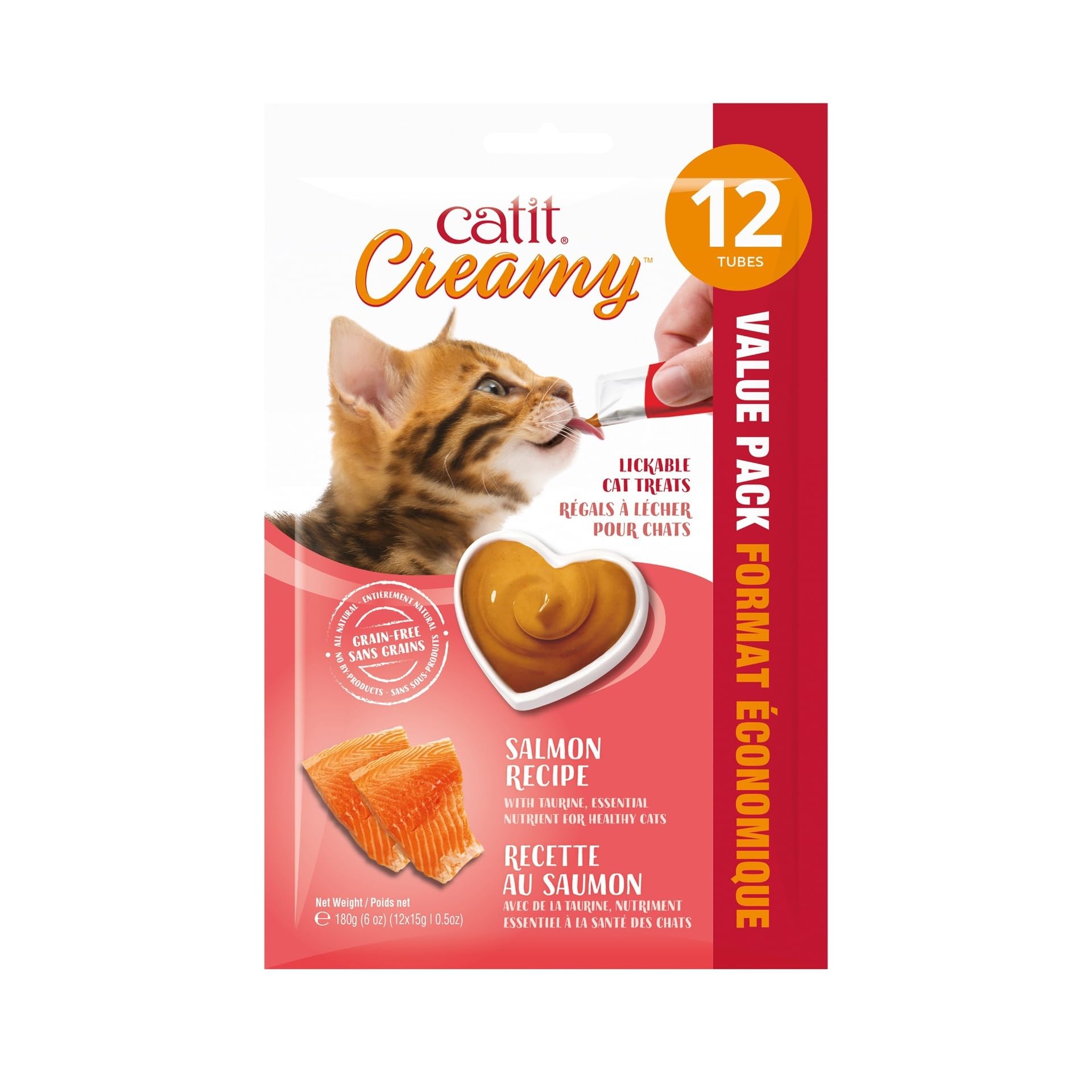 Catit Creamy no-byproducts image emphasizes clean, grain-free nutrition for cats.