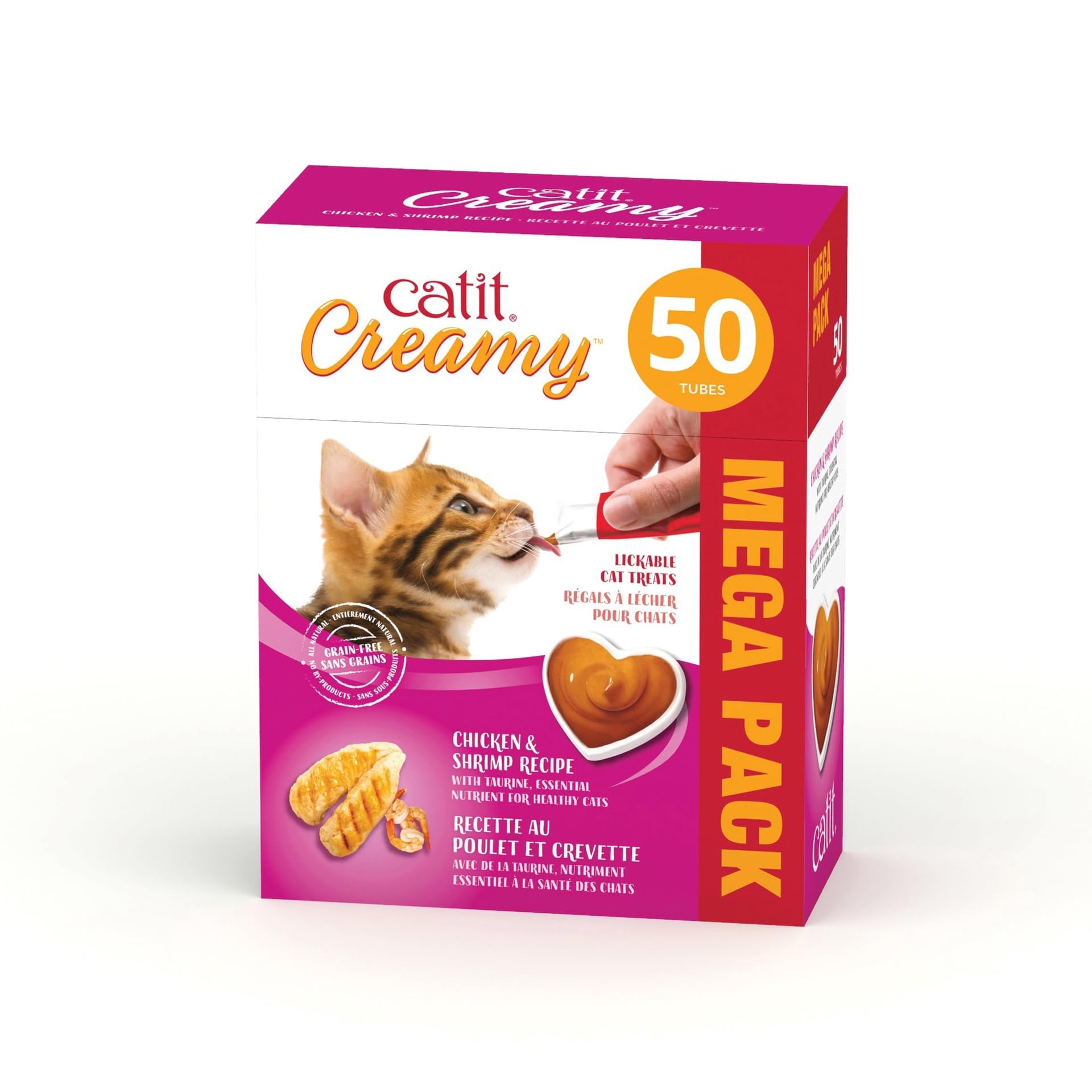 Catit Creamy tuna dolphin-friendly note appears on packaging or artwork.